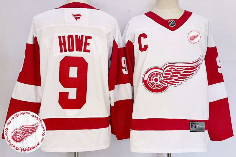 Men Detroit Red Wings #9 Howe White Fanatics 2025 NHL Jersey style 2